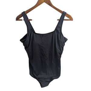 Lands' End Elegant Black Swimsuit One Piece Size 18